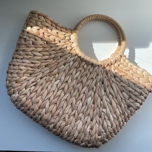 Straw Tote with drawstring closure